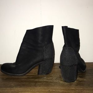 Soft black leather stud boots